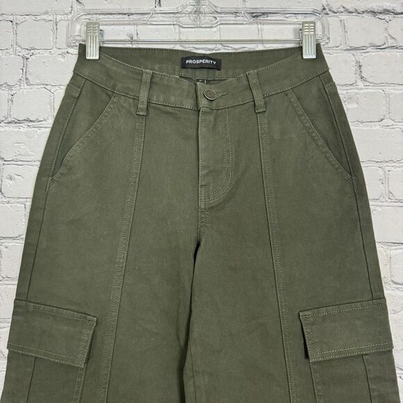 Prosperity Denim Wide Straight Leg Cargo Jeans Womens 25 in Olive Green NWT - Picture 5 of 9